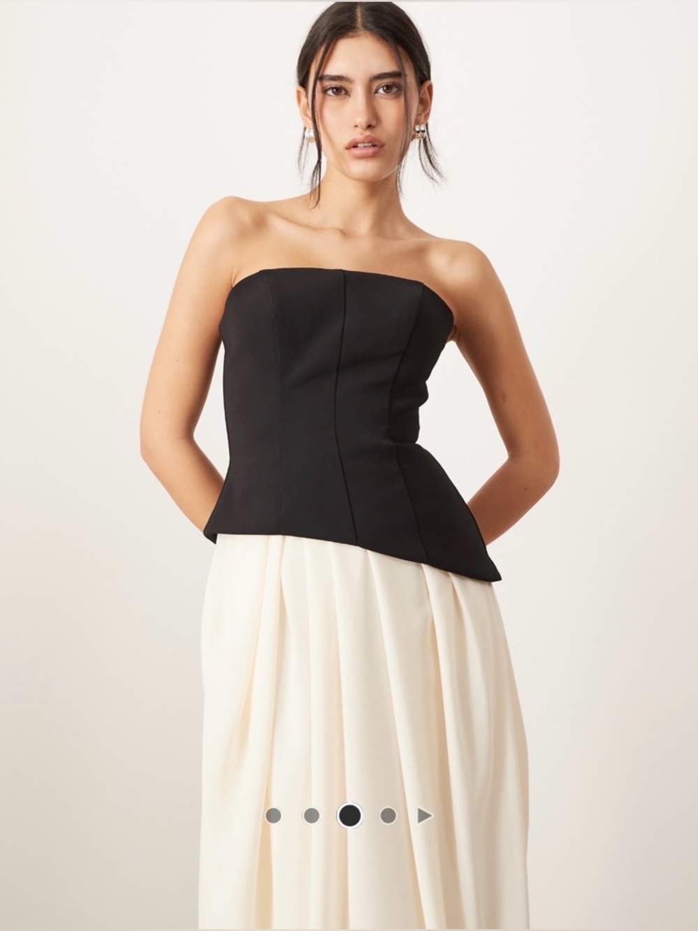ASOS Arrange Strapless Black and Cream Two-Tone Midi Dress - Picture 9 of 11